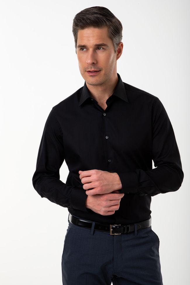 Ingram Hemd Herren Ingram Slim Einfarbig 100% Baumwolle Kragen Italienisch Lange Ärmel