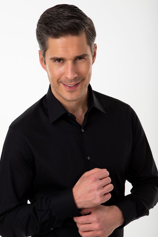 ingram Hemd Herren Ingram Slim Einfarbig 100% Baumwolle kragen Italienisch Lange Ärmel