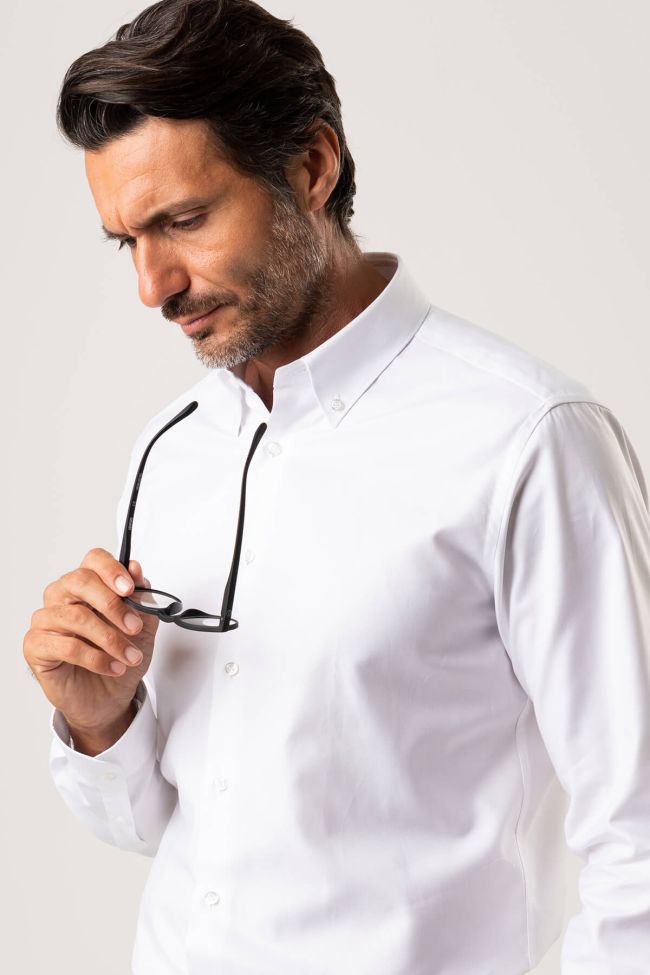 Ingram Hemd Herren Ingram Slim Einfarbig 100% Baumwolle Kragen Button-Down Lange Ärmel