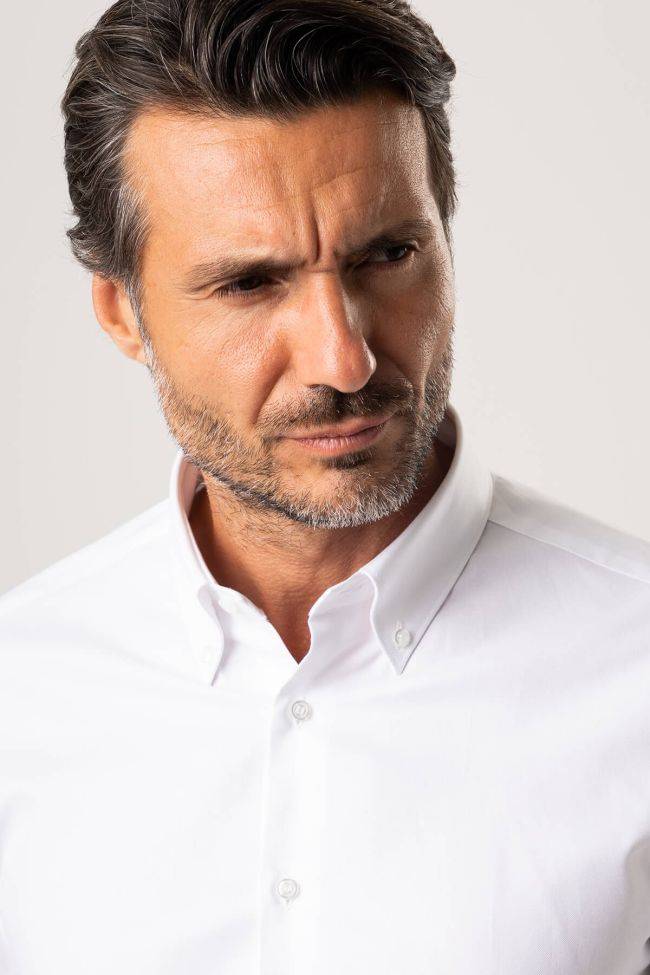Ingram Hemd Herren Ingram Slim Einfarbig 100% Baumwolle Kragen Button-Down Lange Ärmel