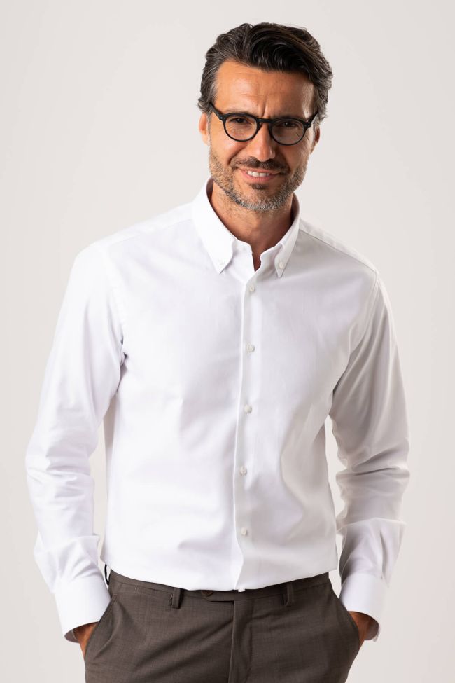 ingram Hemd Herren Ingram Slim Einfarbig 100% Baumwolle kragen Button-Down Lange Ärmel