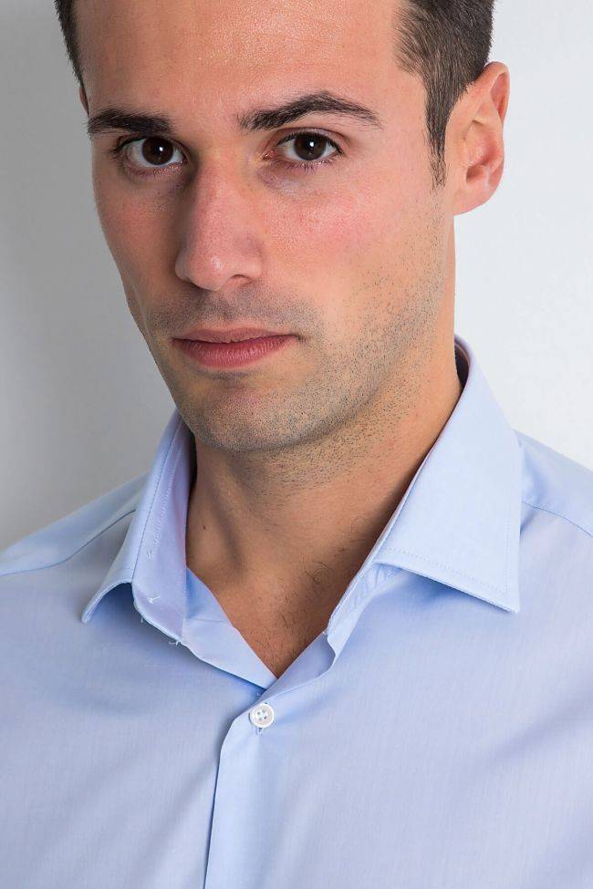 Ingram Hemd Herren Ingram Slim Einfarbig 100% Baumwolle Kragen Italienisch Lange Ärmel