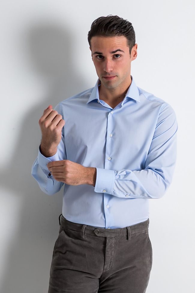 ingram Hemd Herren Ingram Slim Einfarbig 100% Baumwolle kragen Italienisch Lange Ärmel