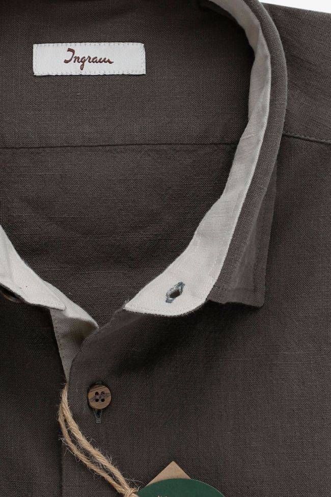 Ingram Hemd Herren Ingram Slim Einfarbig 100% Baumwolle Kragen Italienisch Lange Ärmel