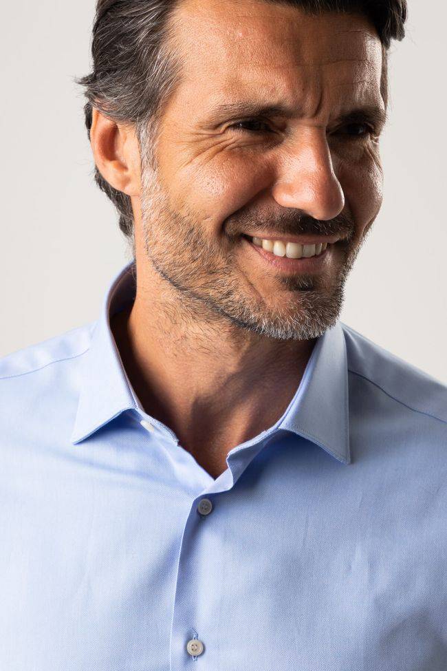 Ingram Hemd Herren Ingram Slim Einfarbig 100% Baumwolle Kragen Italienisch Lange Ärmel