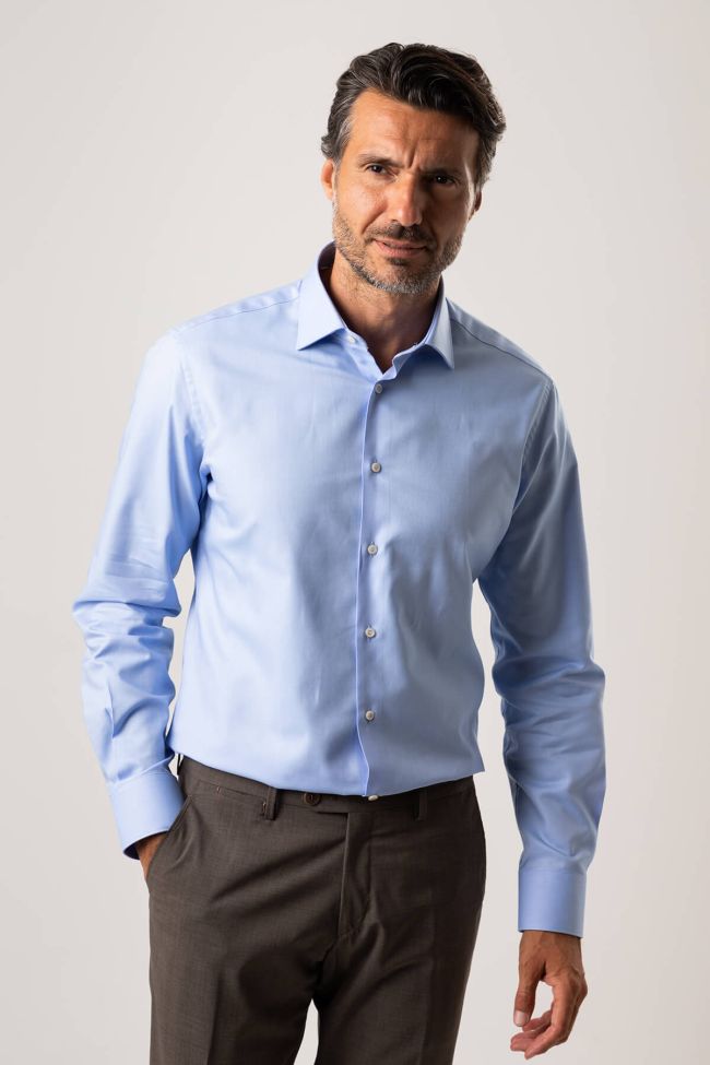ingram Hemd Herren Ingram Slim Einfarbig 100% Baumwolle kragen Italienisch Lange Ärmel