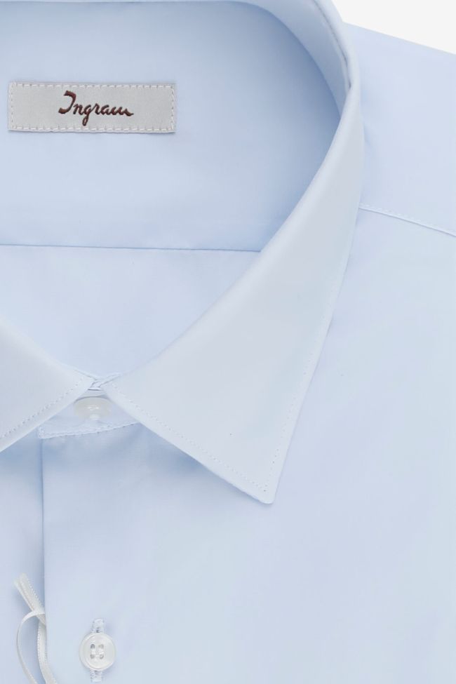 Ingram Hemd Herren Ingram Slim Einfarbig 100% Baumwolle Kragen Italienisch Lange Ärmel