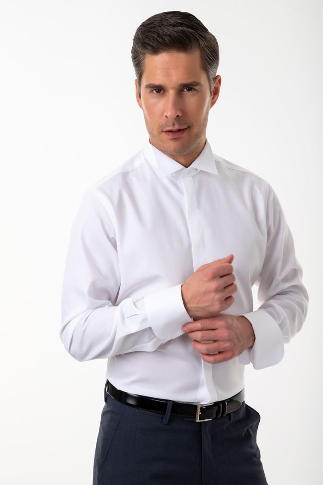 ingram Hemd Herren Ingram Slim Einfarbig 100% Baumwolle kragen Kläppchenkragen Lange Ärmel