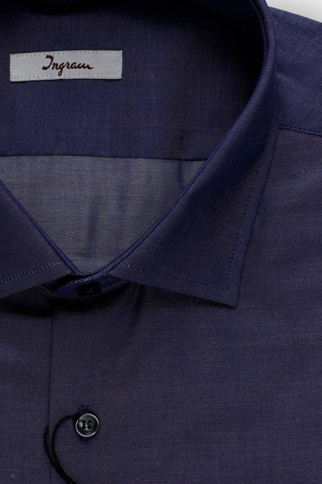 Ingram Hemd Herren Ingram Slim Einfarbig 100% Baumwolle Kragen Französisch Lange Ärmel