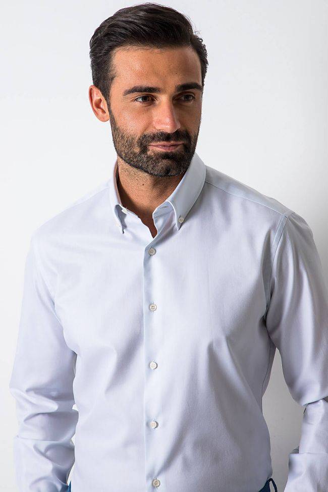 Ingram Hemd Herren Ingram Slim Einfarbig 100% Baumwolle Kragen Button-Down Lange Ärmel