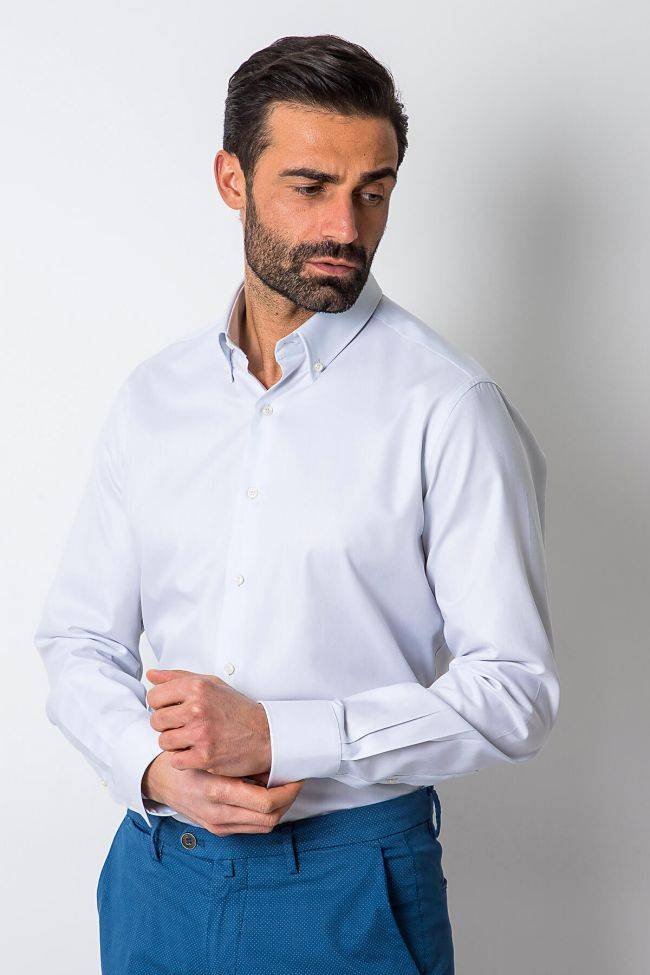 ingram Hemd Herren Ingram Slim Einfarbig 100% Baumwolle kragen Button-Down Lange Ärmel