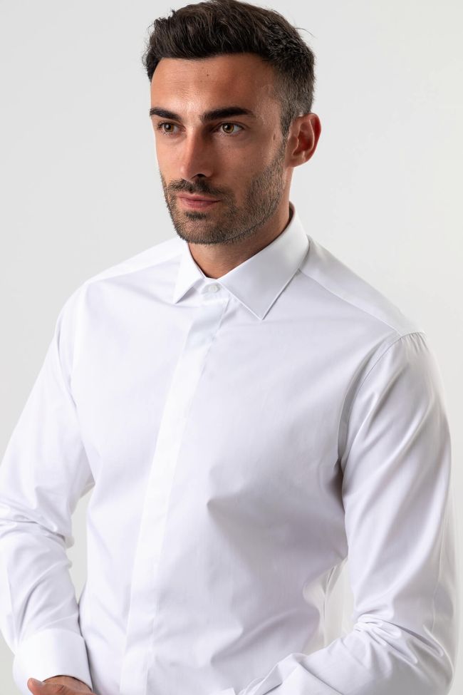 Ingram Hemd Herren Ingram Slim Einfarbig 100% Baumwolle Kragen Italienisch Lange Ärmel