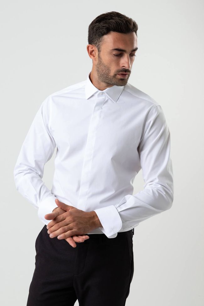 ingram Hemd Herren Ingram Slim Einfarbig 100% Baumwolle kragen Italienisch Lange Ärmel