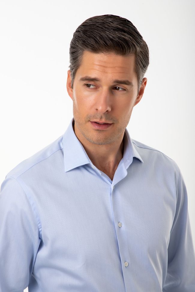 Ingram Hemd Herren Ingram Slim Einfarbig 100% Baumwolle Kragen Italienisch Lange Ärmel