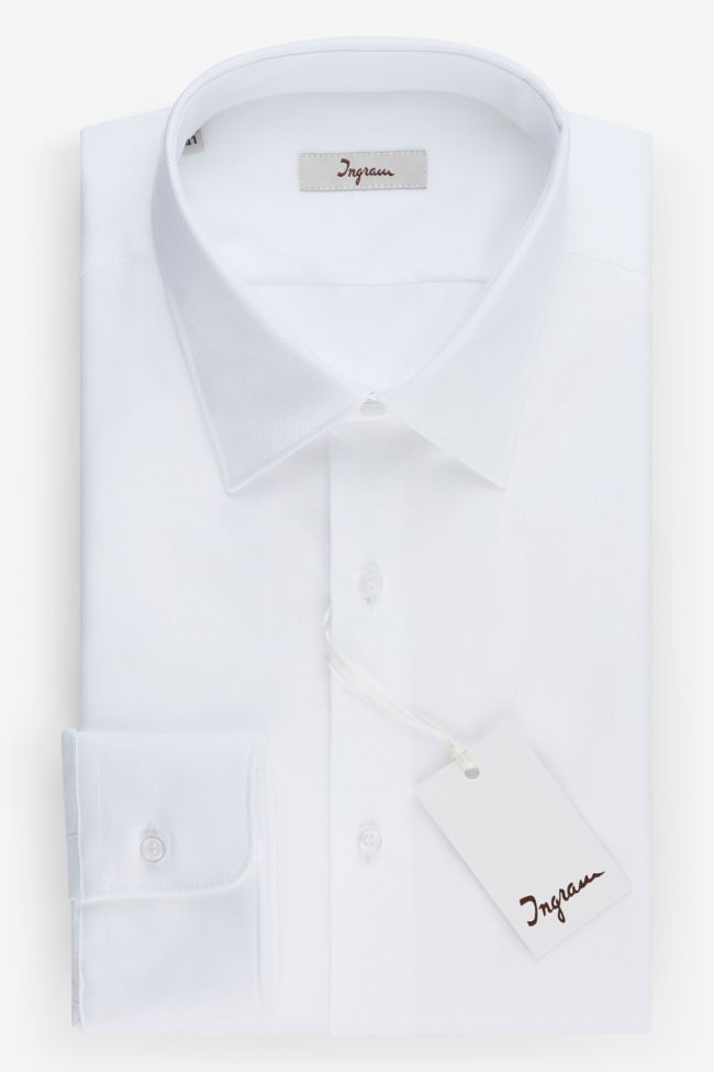 ingram Hemd Herren Ingram Slim Einfarbig 100% Baumwolle kragen Italienisch Lange Ärmel