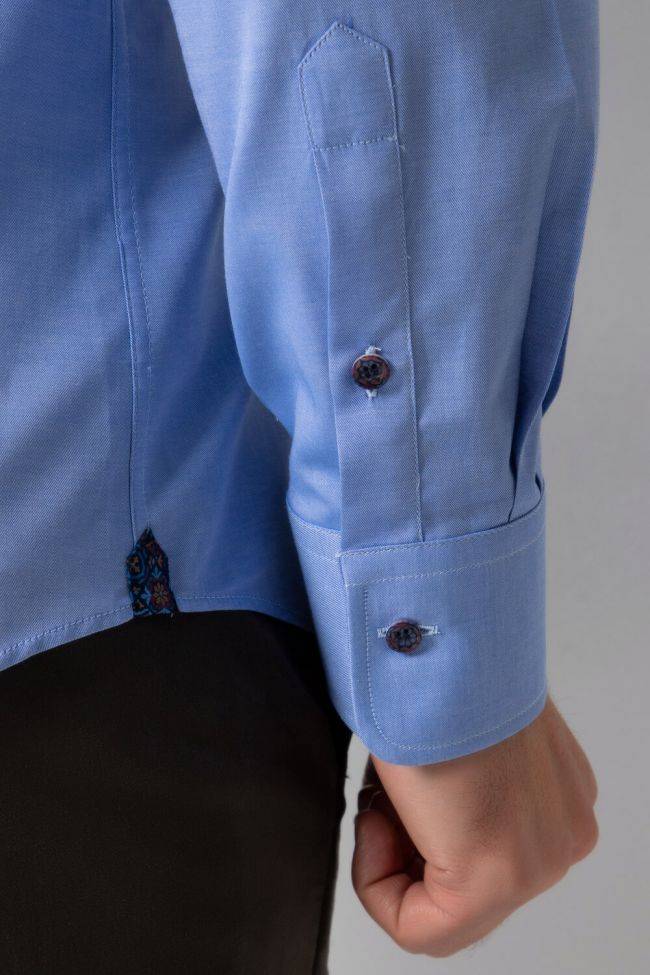 Ingram Hemd Herren Ingram Slim Einfarbig 100% Baumwolle Kragen Französisch Lange Ärmel