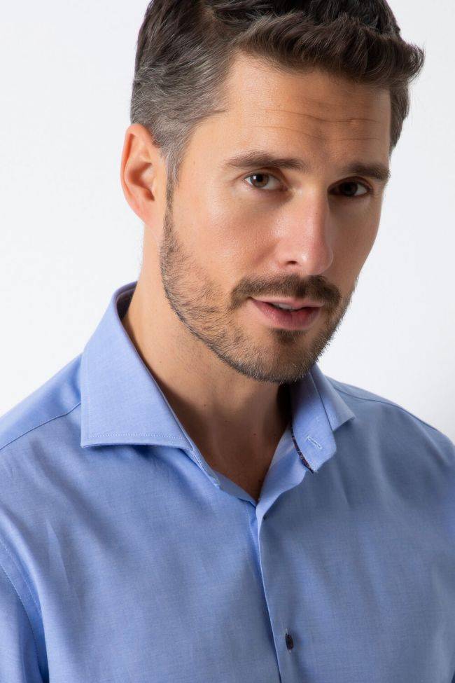 Ingram Hemd Herren Ingram Slim Einfarbig 100% Baumwolle Kragen Französisch Lange Ärmel