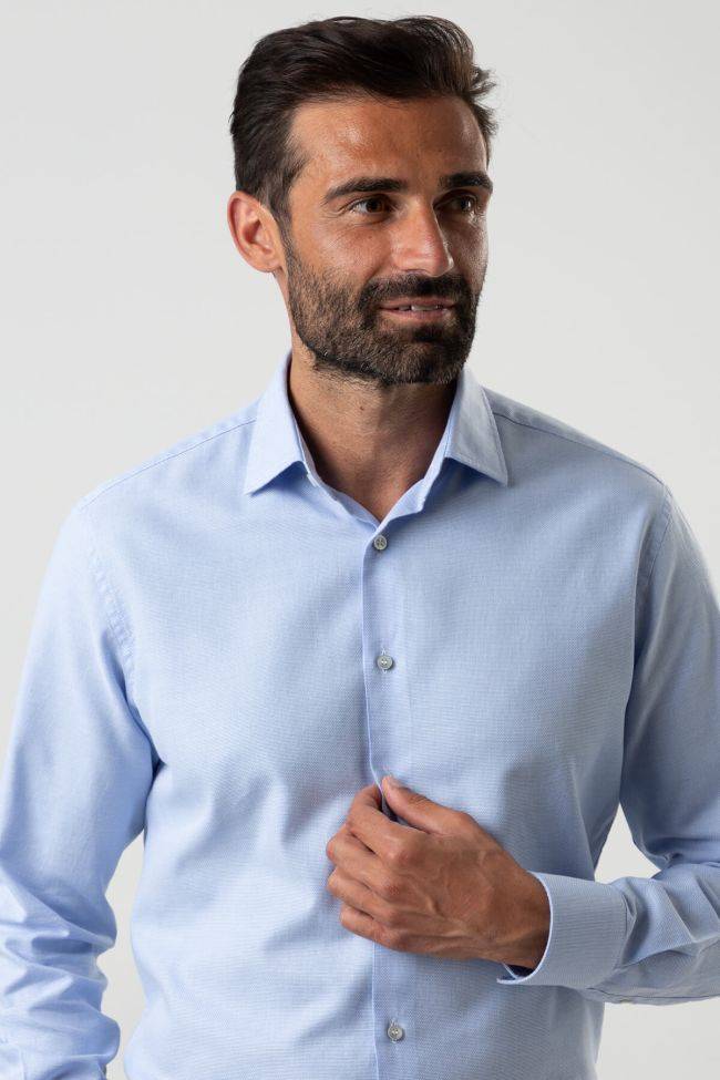 Ingram Hemd Herren Ingram Slim Einfarbig 100% Baumwolle Kragen Italienisch Lange Ärmel