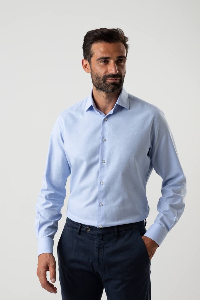ingram Hemd Herren Ingram Slim Einfarbig 100% Baumwolle kragen Italienisch Lange Ärmel