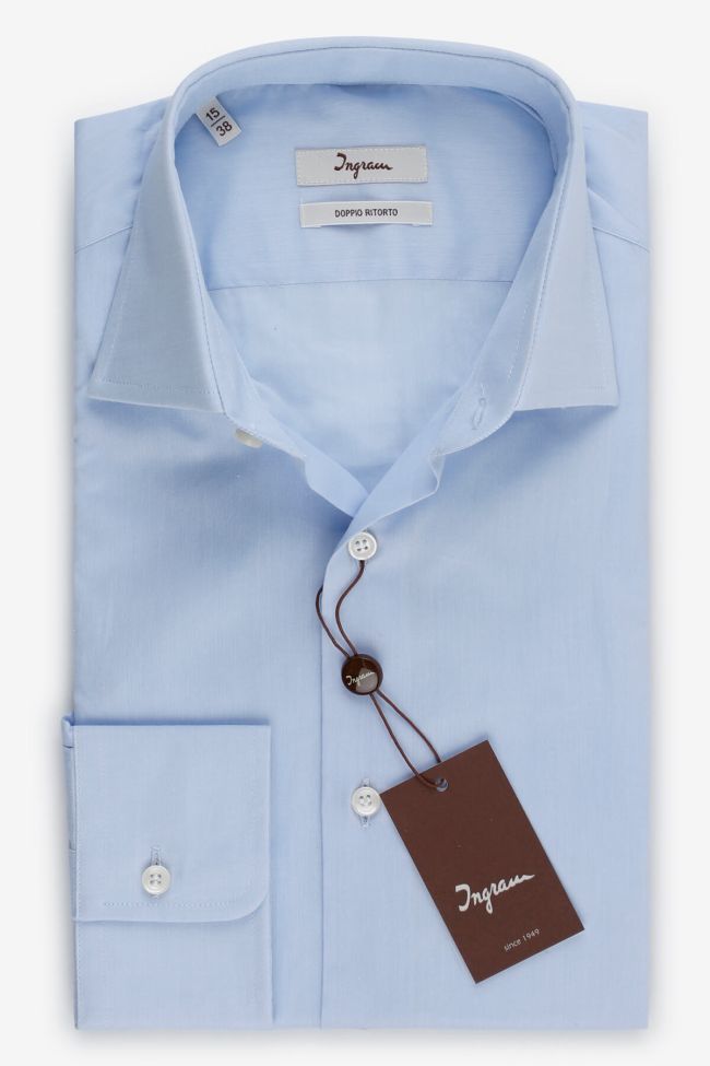 ingram Hemd Herren Ingram Slim Einfarbig 100% Baumwolle kragen Italienisch Lange Ärmel