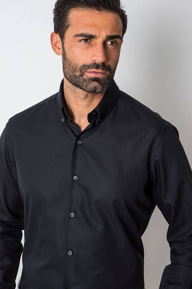 Ingram Hemd Herren Ingram Slim Einfarbig 100% Baumwolle Kragen Button-Down Lange Ärmel