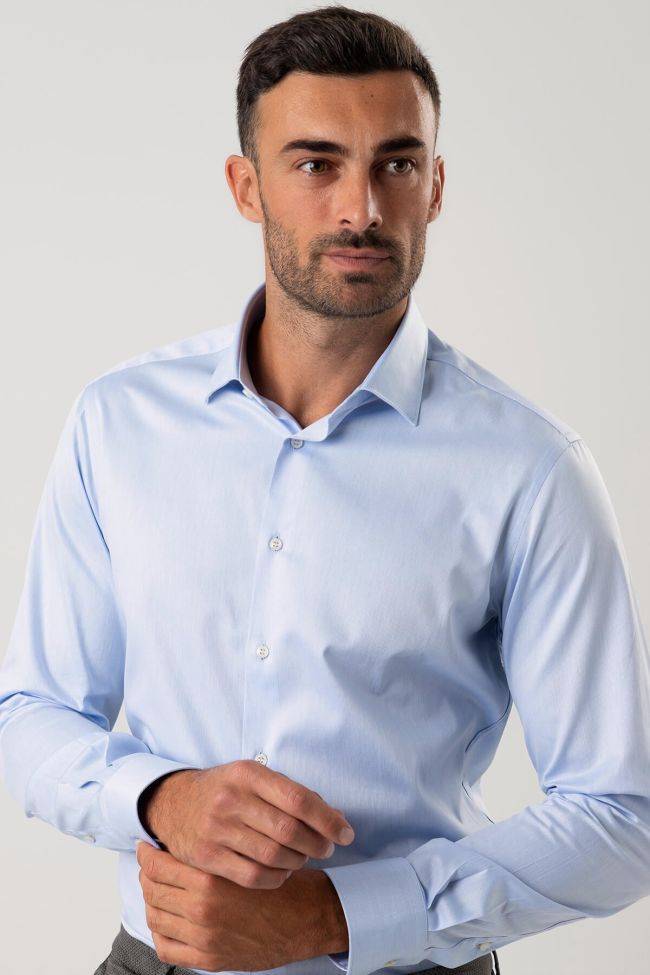 Ingram Hemd Herren Ingram Slim Einfarbig 100% Baumwolle Kragen Italienisch Lange Ärmel