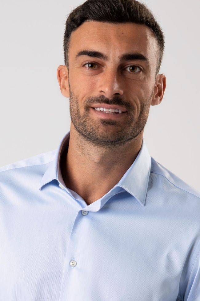 Ingram Hemd Herren Ingram Slim Einfarbig 100% Baumwolle Kragen Italienisch Lange Ärmel