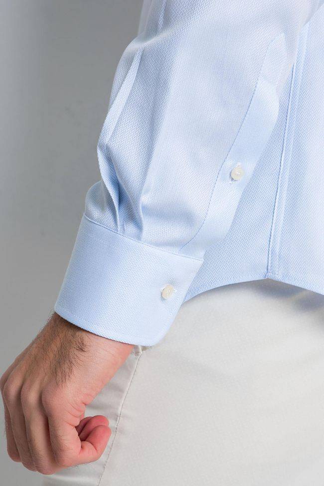 Ingram Hemd Herren Ingram Slim Einfarbig 100% Baumwolle Kragen Italienisch Lange Ärmel