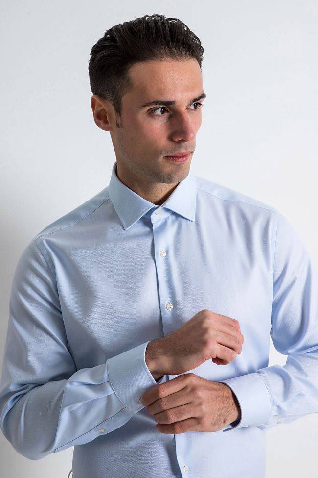 Ingram Hemd Herren Ingram Slim Einfarbig 100% Baumwolle Kragen Italienisch Lange Ärmel