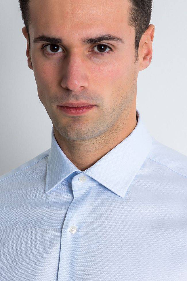 Ingram Hemd Herren Ingram Slim Einfarbig 100% Baumwolle Kragen Italienisch Lange Ärmel