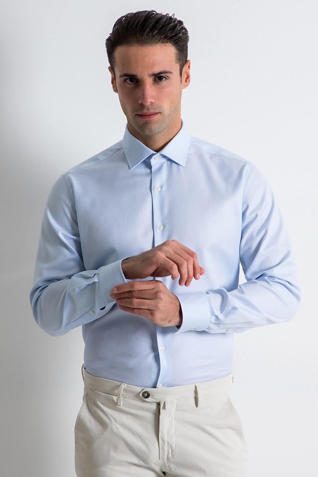 ingram Hemd Herren Ingram Slim Einfarbig 100% Baumwolle kragen Italienisch Lange Ärmel
