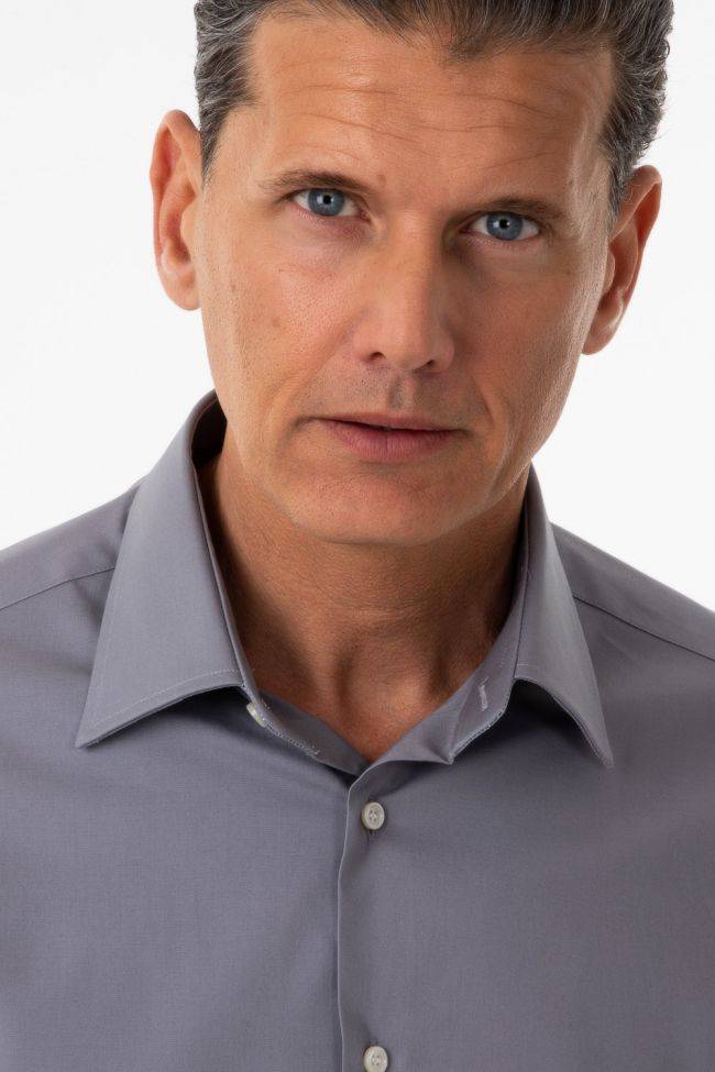 Ingram Hemd Herren Ingram Slim Einfarbig 100% Baumwolle Kragen Italienisch Lange Ärmel