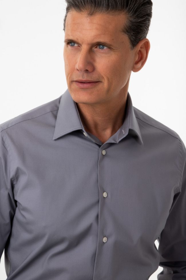 Ingram Hemd Herren Ingram Slim Einfarbig 100% Baumwolle Kragen Italienisch Lange Ärmel