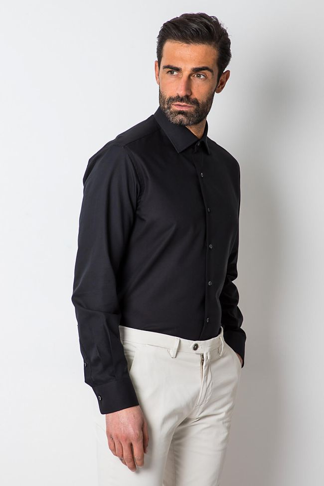Ingram Hemd Herren Ingram Slim Einfarbig 100% Baumwolle Kragen Italienisch Lange Ärmel