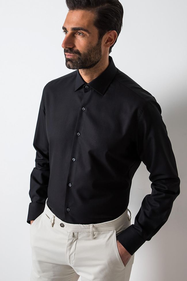 Ingram Hemd Herren Ingram Slim Einfarbig 100% Baumwolle Kragen Italienisch Lange Ärmel