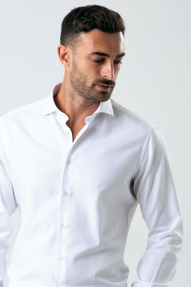 Ingram Hemd Herren Ingram Slim Einfarbig 100% Baumwolle Kragen Französisch Lange Ärmel