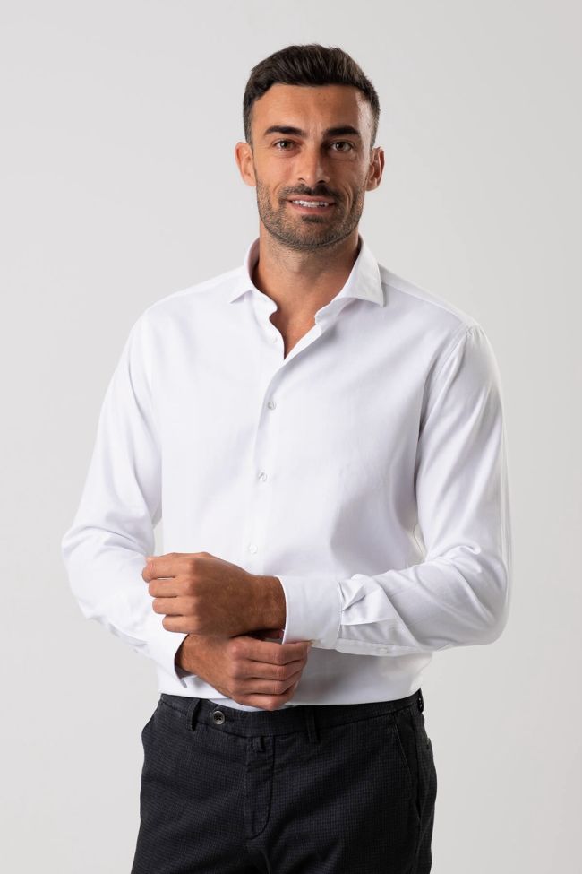 ingram Hemd Herren Ingram Slim Einfarbig 100% Baumwolle kragen Französisch Lange Ärmel