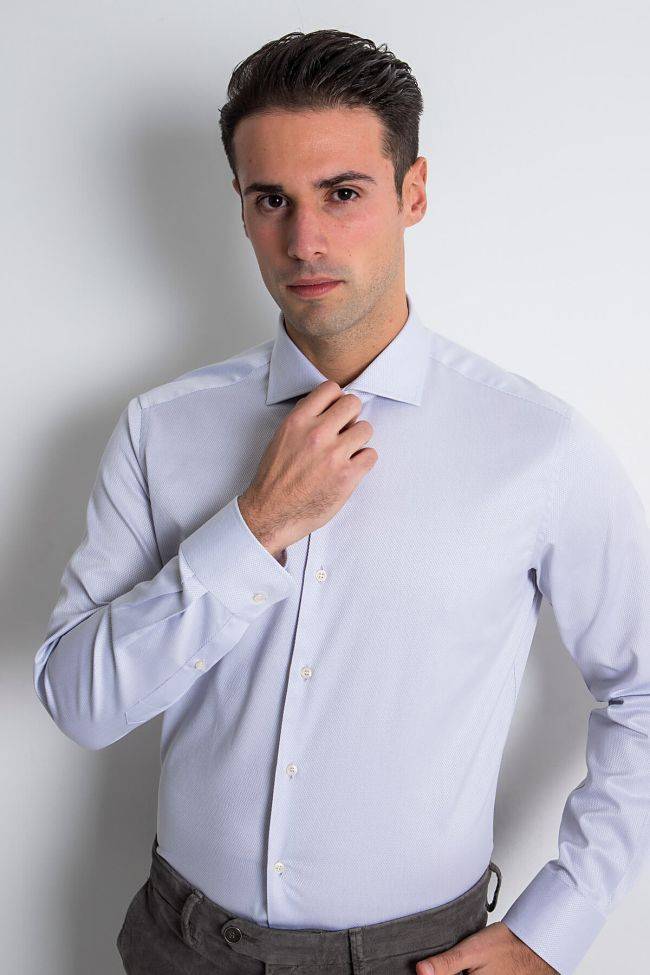Ingram Hemd Herren Ingram Slim Einfarbig 100% Baumwolle Kragen Französisch Lange Ärmel