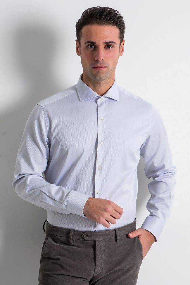 ingram Hemd Herren Ingram Slim Einfarbig 100% Baumwolle kragen Französisch Lange Ärmel