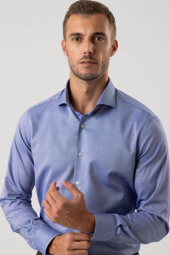 Ingram Hemd Herren Ingram Slim Einfarbig 100% Baumwolle Kragen Französisch Lange Ärmel