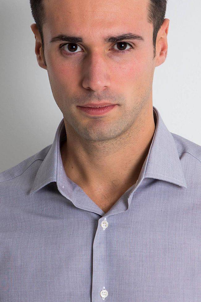 Ingram Hemd Herren Ingram Slim Einfarbig 100% Baumwolle Kragen Italienisch Lange Ärmel