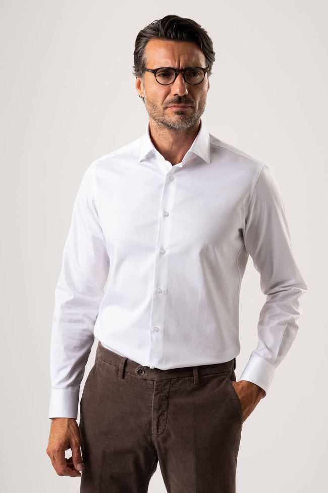 ingram Hemd Herren Ingram Slim Einfarbig 100% Baumwolle kragen Italienisch Lange Ärmel