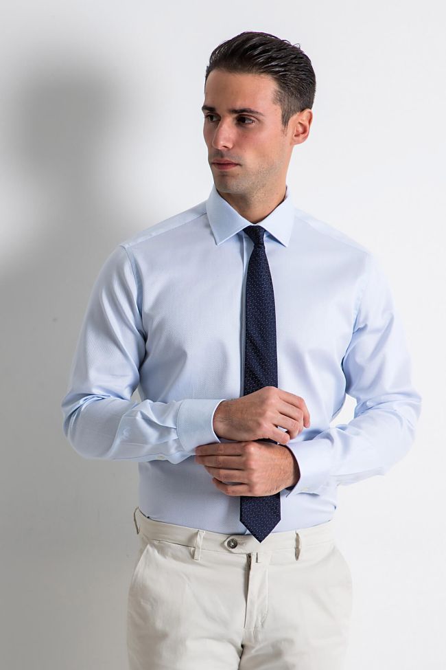 Ingram Hemd Herren Ingram Slim Einfarbig 100% Baumwolle Kragen Italienisch Lange Ärmel