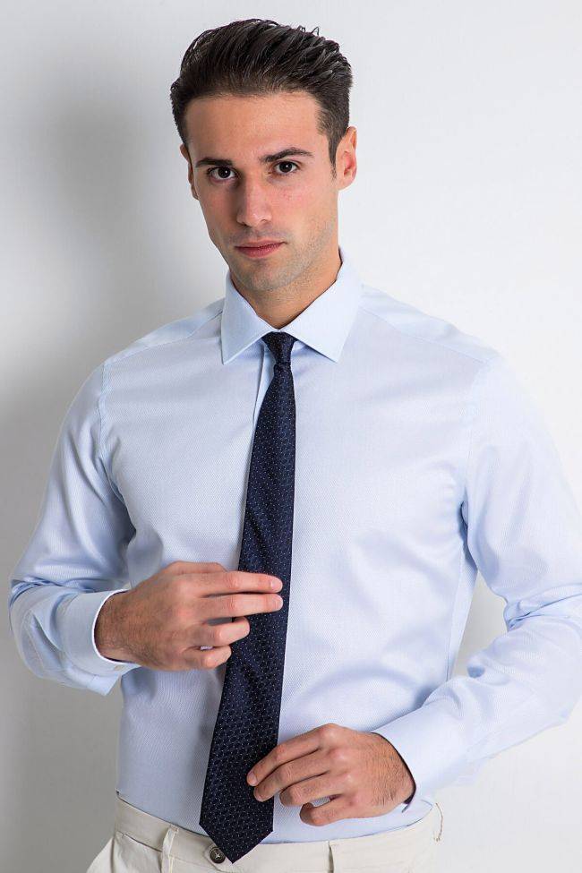 ingram Hemd Herren Ingram Slim Einfarbig 100% Baumwolle kragen Italienisch Lange Ärmel