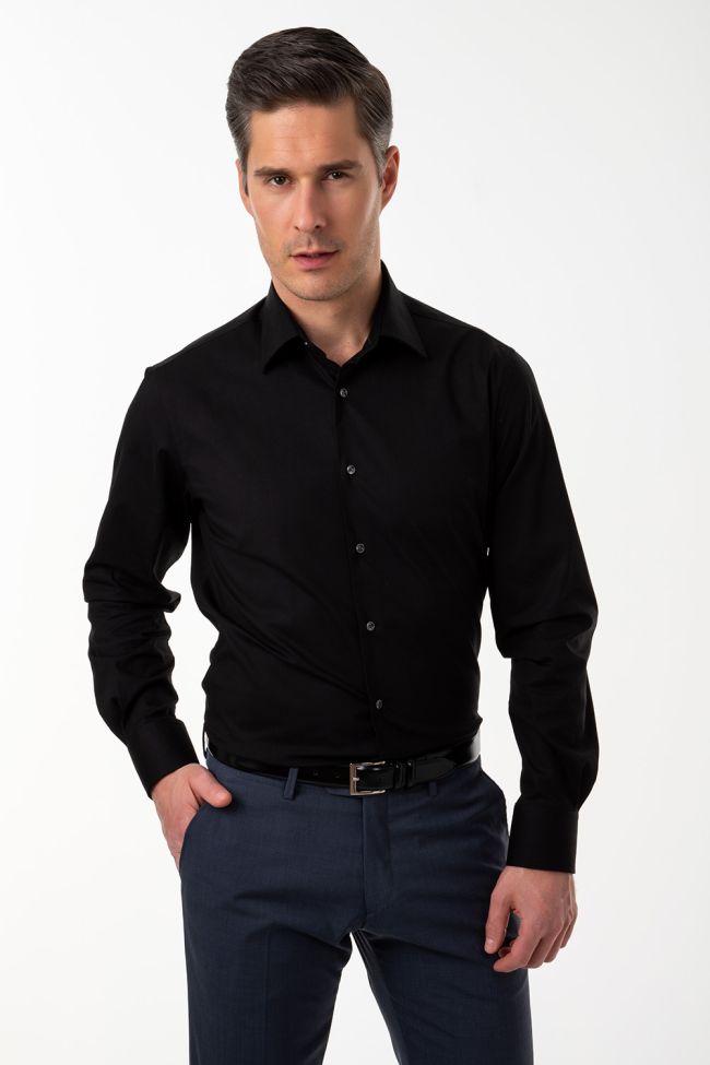 ingram Hemd Herren Ingram Slim Einfarbig 100% Baumwolle kragen Italienisch Lange Ärmel