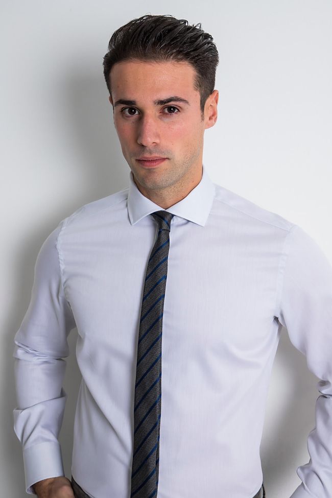 Ingram Hemd Herren Ingram Slim Einfarbig 100% Baumwolle Kragen Italienisch Lange Ärmel