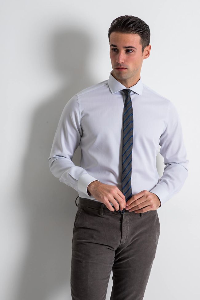 Ingram Hemd Herren Ingram Slim Einfarbig 100% Baumwolle Kragen Italienisch Lange Ärmel