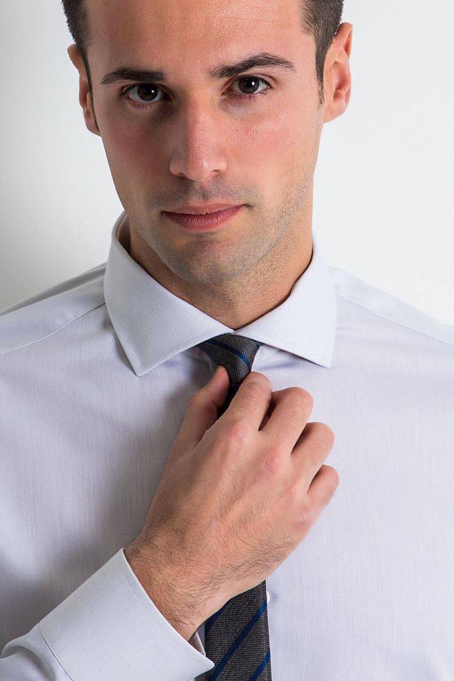 ingram Hemd Herren Ingram Slim Einfarbig 100% Baumwolle kragen Italienisch Lange Ärmel