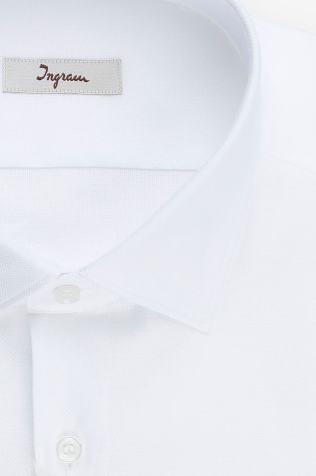Ingram Hemd Herren Ingram Slim Einfarbig 100% Baumwolle Kragen Italienisch Lange Ärmel