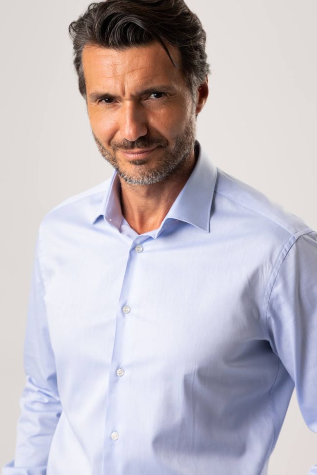 Ingram Hemd Herren Ingram Slim Einfarbig 100% Baumwolle Kragen Italienisch Lange Ärmel